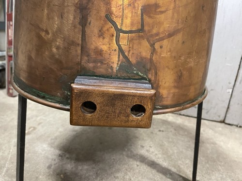 Large 20” x 16” Antique Copper Candy/Apple Butter Kettle On Stand Beautiful - Picture 11 of 19