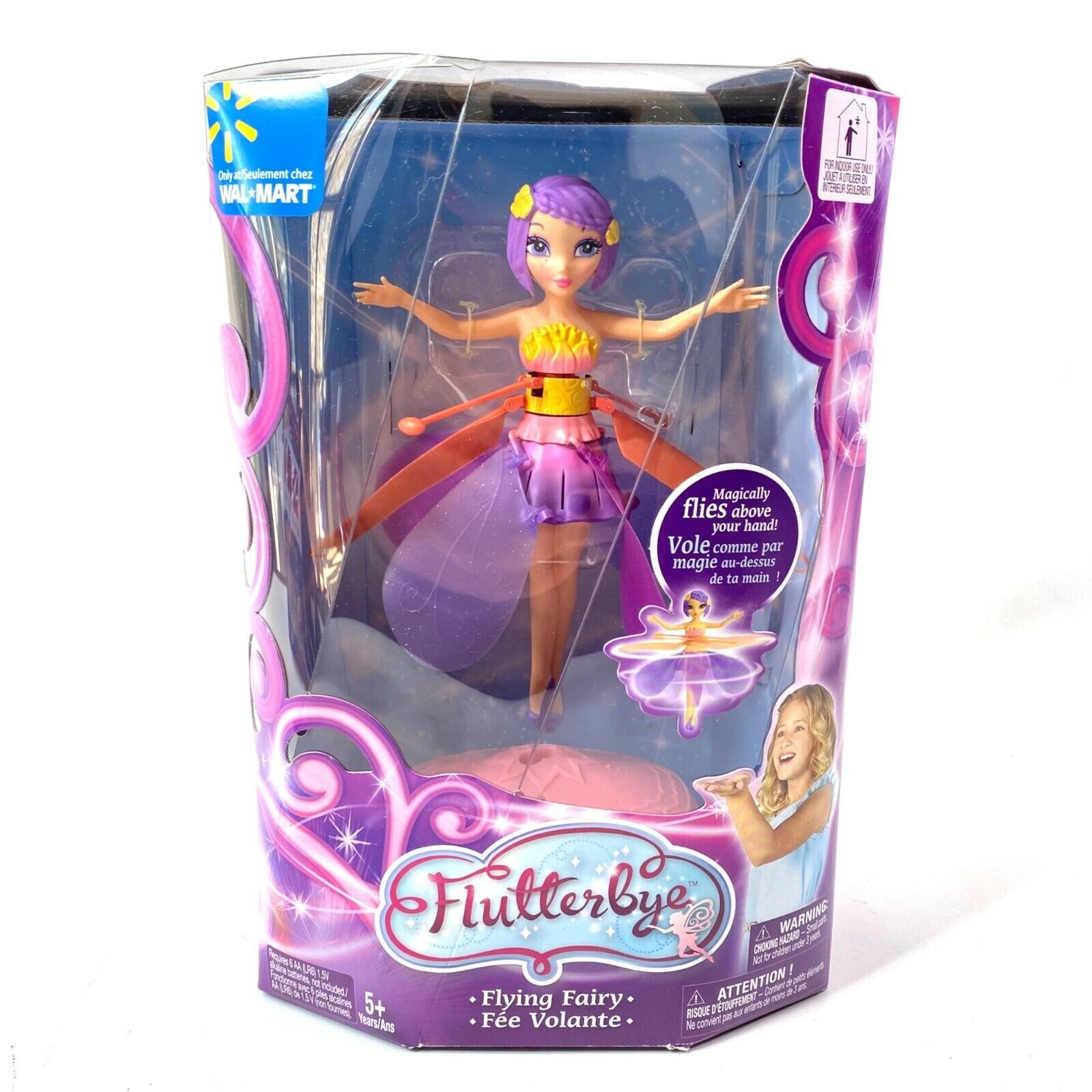 Flytterbye Flying Fairy New in Box Purple Hair Orange Purple WIn
