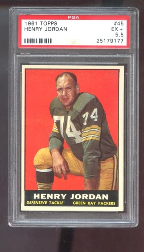 1961 Topps #45 Henry Jordan Hank ROOKIE RC PSA 5.5 Graded Card Green Bay Packers