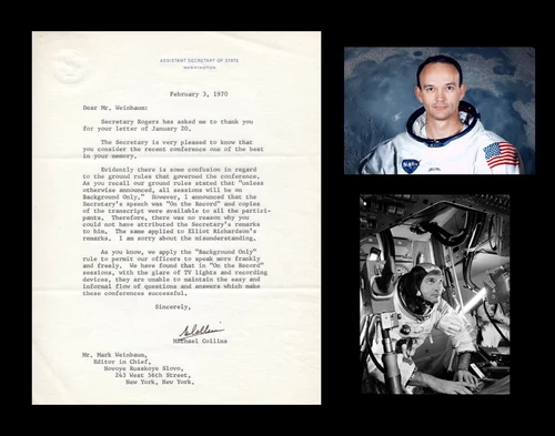 MICHAEL COLLINS Autographed Signed Letter NASA Apollo 11 Gemini 10 Astronaut