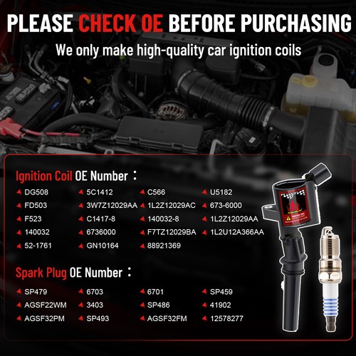 8X Ignition Coil & Spark Plug SP479 Pack For Ford Expedition F150 4.6/5.4L FD503 - Picture 5 of 24
