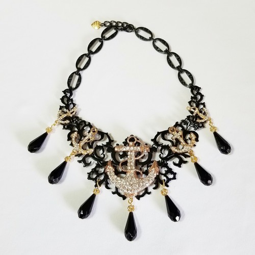 Pendientes de Cristal Náutico Esmalte Betsey Johnson Ancla Únicos en su Tipo - Imagen 2 de 8