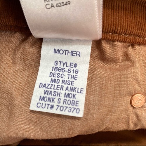 MOTHER The Mid Rise Dazzler Sz 33 Ankle Jeans Straight Leg Hopscotch Cord Brown - Picture 9 of 14