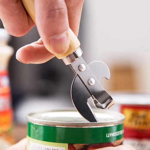 Wooden Handle Can Opener Multifunctional Beer Bottle Opener Tin Can Opener Px - Picture 5 of 14