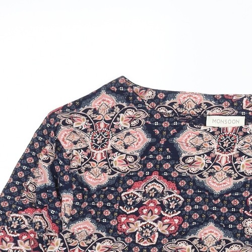 Monsoon Womens Multicoloured Geometric Cotton Basic Blouse Size S Round Neck - B - Picture 5 of 10