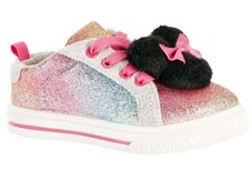 Disney Minnie Mouse Casual Toddler Rainbow Pom Sneaker Shoes Size 9 NEW