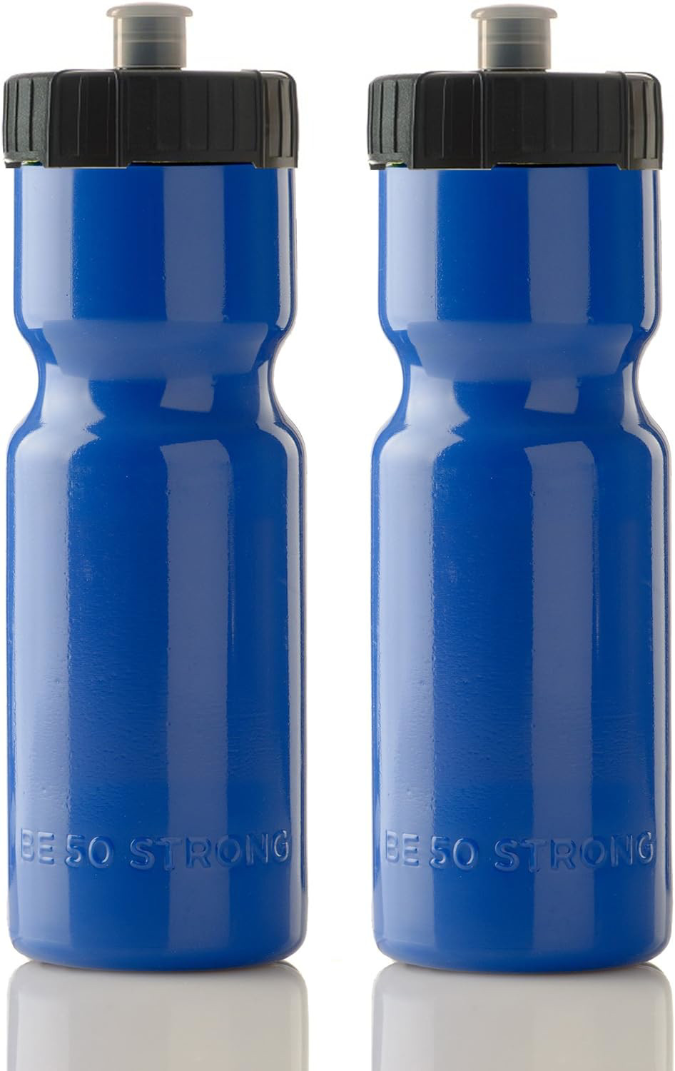 50 Strong Sports Squeeze Water Bottle 2 Pack – 22 oz. BPA Free Easy Open Push/