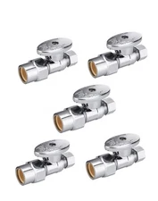 5 PCS 1/2" CPVC X 3/8" OD 1/4 Turn Compression Straight Stop Valve Chrome Plated