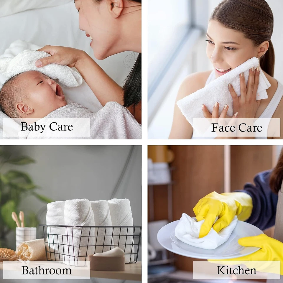 100% Cotton Washcloths 13x13 Inch Absorbent , Body Care, Ultra Soft and Reusable - Image 3 of 4