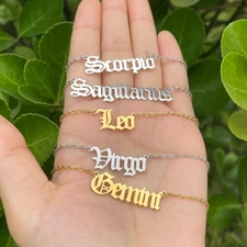 Zodiac 12 signs Constellation Necklace Gold/Silver Horoscope Jewelry Valentine