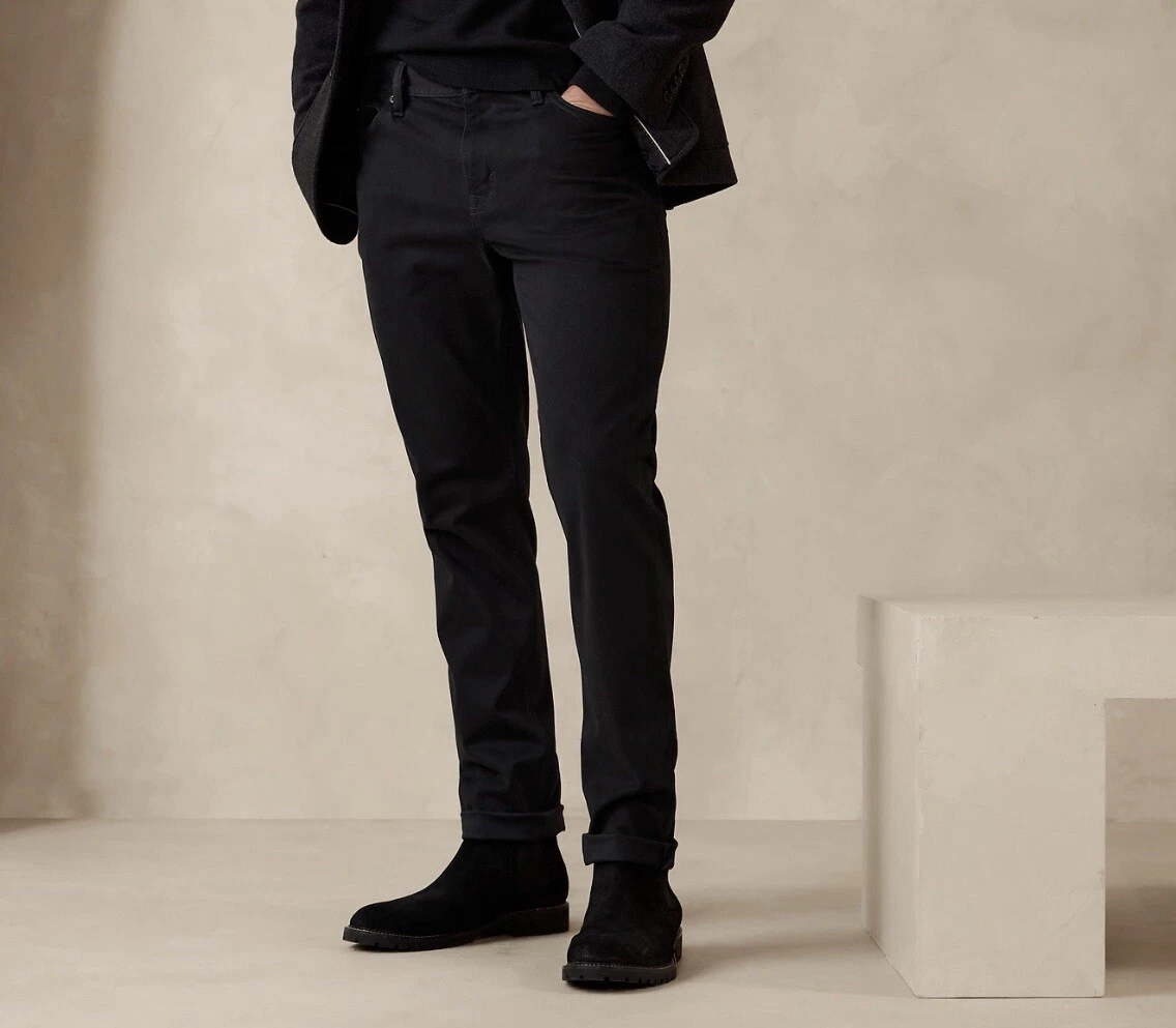 Pantalon de voyage Banana Republic homme 33x32 noir coupe slim