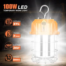 100W LED Temporary Work Light Fixture Construction Drop Light 5000K IP65 15000lm