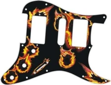 Stratocaster Graphical Pickguard Custom fit Fender HSH 11 Hole Hot Pickups BK