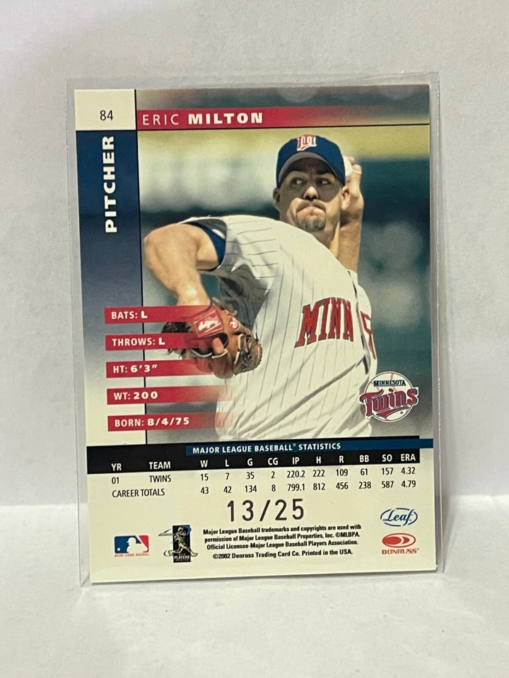 2002 Leaf Press Proofs Platinum #84 Eric Milton - Serial #'d/25 - Image 2 of 2