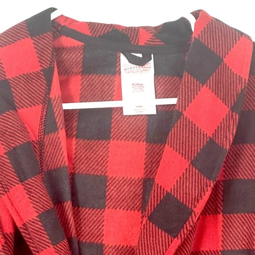 Wondershop @ Target Family Match Kids Unisex Fleece Robe Red/Black Size 6 - Picture 4 of 11