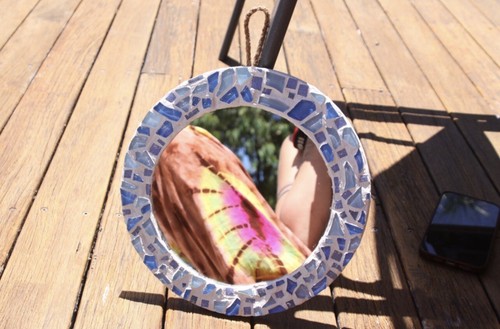 Hand Crafted Mosaic Sea Glass Mirror - Picture 2 of 4