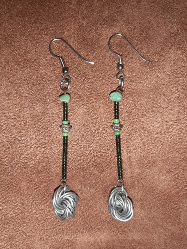 Handmade Turquoise, Metal Love Knot, & Bead Earrings - SorjuanaLolita Designs - Picture 7 of 9