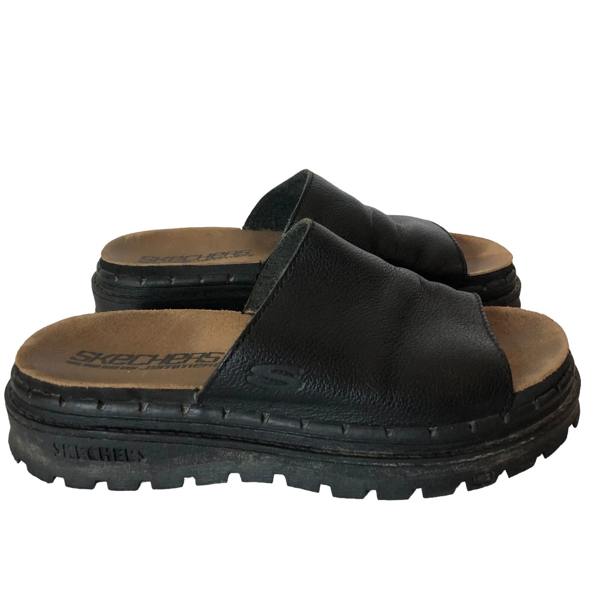 Vintage Skechers Jammers Black Slides Womens Size 7 Chunky Sole 90s Y2K