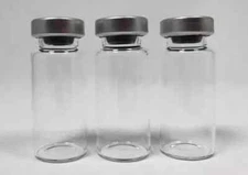 THREE 10ml CLEAR EMPTY sterile capped serum vials