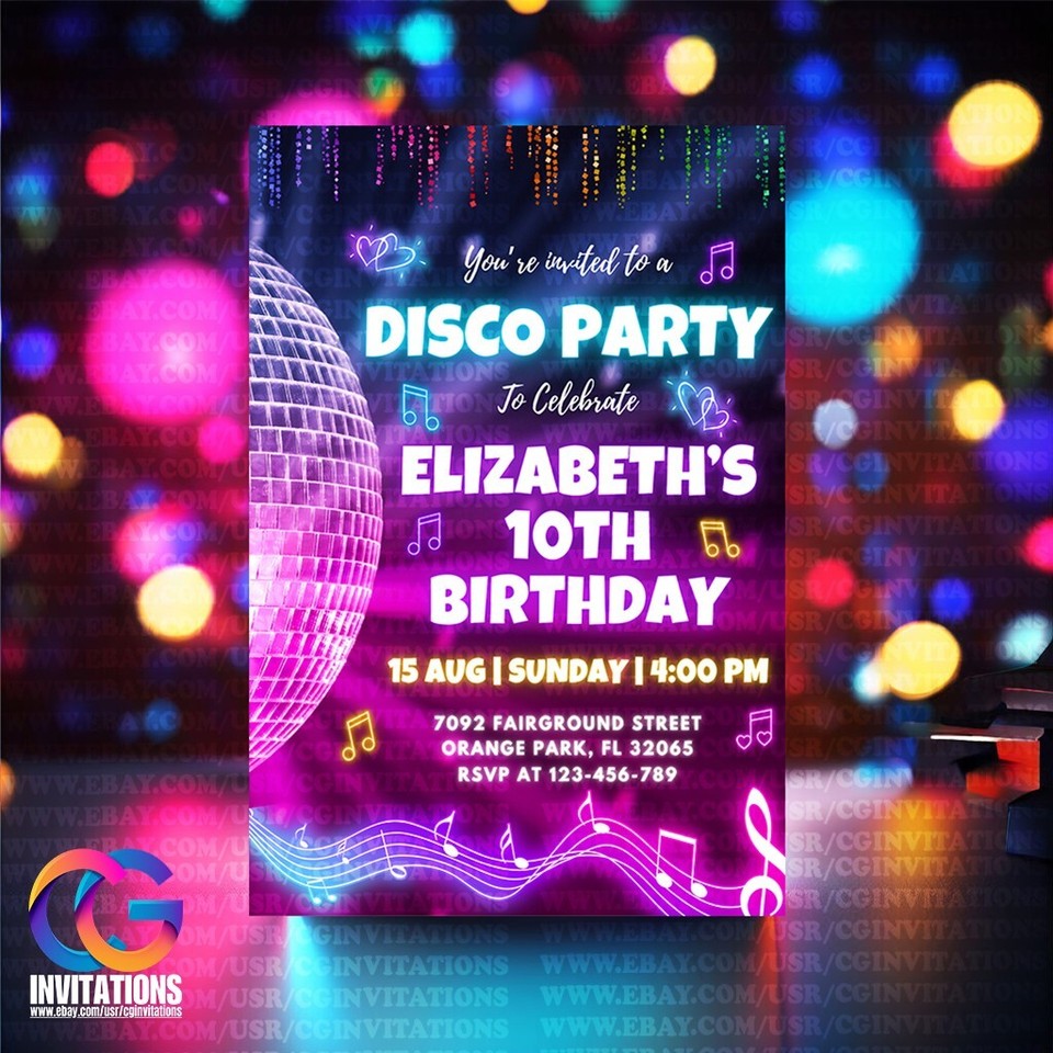 EDITABLE Disco Night Party Invitation Template, Boys, Girls Party ...