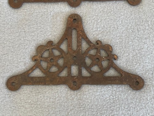 Pair of Antique Cast Iron 7"x4" Victorian Lattice Pieces Architectual Salvage - Picture 15 of 19