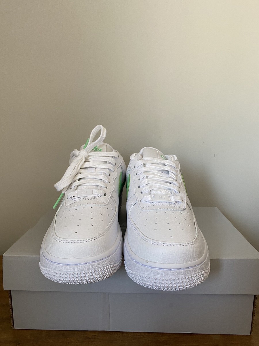 Green Glow White Air Force With Green Tick Air Force Low Pantofi
