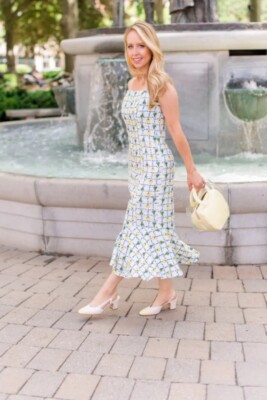 STAUD Women's Vegetable-print Fishtail-hem Linen Midi Dress 4 | eBay