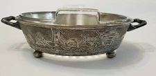 Vintage Middletown Plate Co SilverWare Footed Candy/Relish Dish w Glass Insert