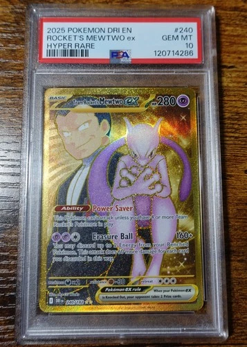 Team Rocket's Mewtwo ex 240/182 PSA 10 Hyper Rare Destined Rivals Pokemon Card