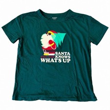 Women's Old Navy Santa Graphic Short Sleeve Tee Green Size M