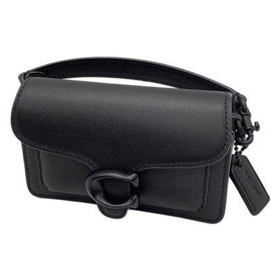 COACH Boxed Tabby 12 Leather Top Handle Shoulder Bag Black CR383B Used