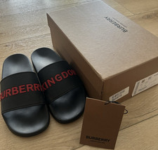 Burberry Furley Sandal Slide Black Red Men's UK 9 EU 43 Rubber Logo