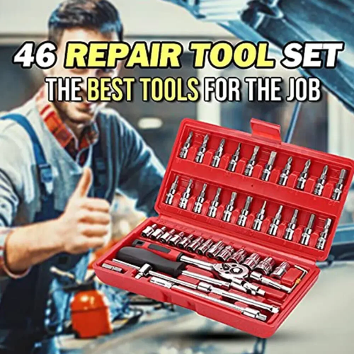 46Pcs Metric Socket Set 1/4" Drive Screwdriver Set Ratchet Torx Hex Wrench Bit - Picture 8 of 11