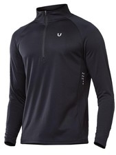 Men's Long Sleeve Quarter Zip Pullover Running Shirt Moisture Wicking Athletic L