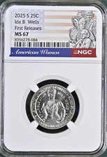 2025 S Ida B. Wells Quarter 25C NGC MS67 First Releases