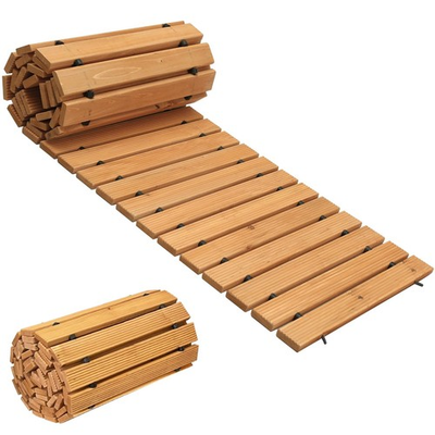 #ad 12FT Wooden Garden Pathway Outdoor Roll Out Decorative Garden Walkway Weath... $122.01