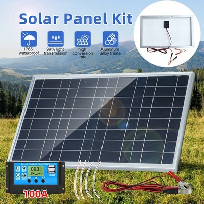 30W Trickle Solar Panel 12V Charger Battery Charger Kit Maintainer RV Boat Car