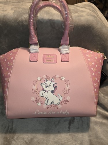 Autentica borsa Disney LOUNGEFLY Marie IMA LADY ROSA NUOVA CON ETICHETTA