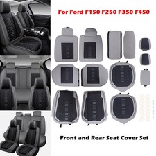 5-seat Leather Car Soft Seat Cover Set For Ford F150 F250 F350 F450 Grey Black 5-seat Leather Car Soft Seat Cover Set For Ford F150 F250 F350 F450 Grey Black