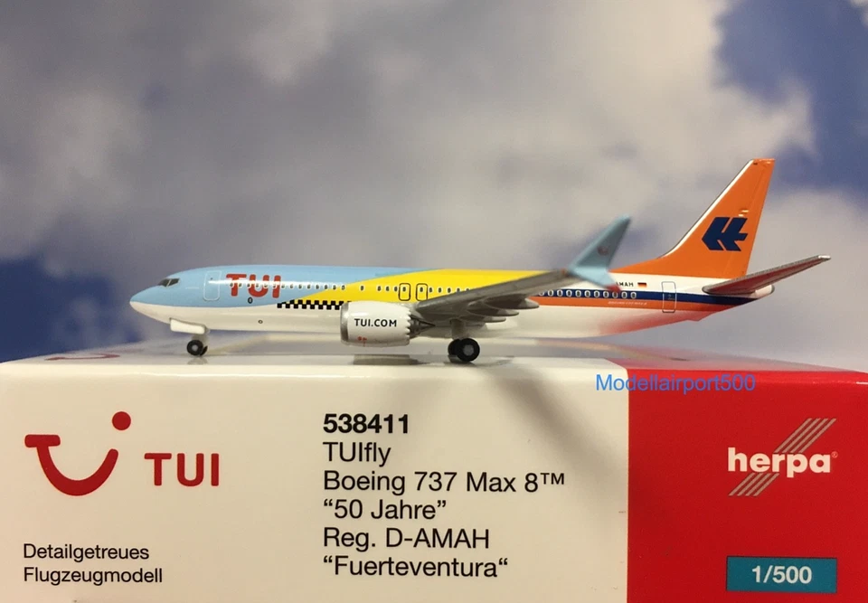 Herpa Wings 1:500  Boeing 737Max 8  TUfly  D-AMAH  538411  Modellairport500 - Bild 1 von 1