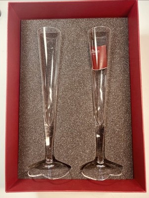 MOSER ''Duet'' Pair of Champagne Flutes HEART SHAPED BOTTOMS WEDDING, CELEBRATION