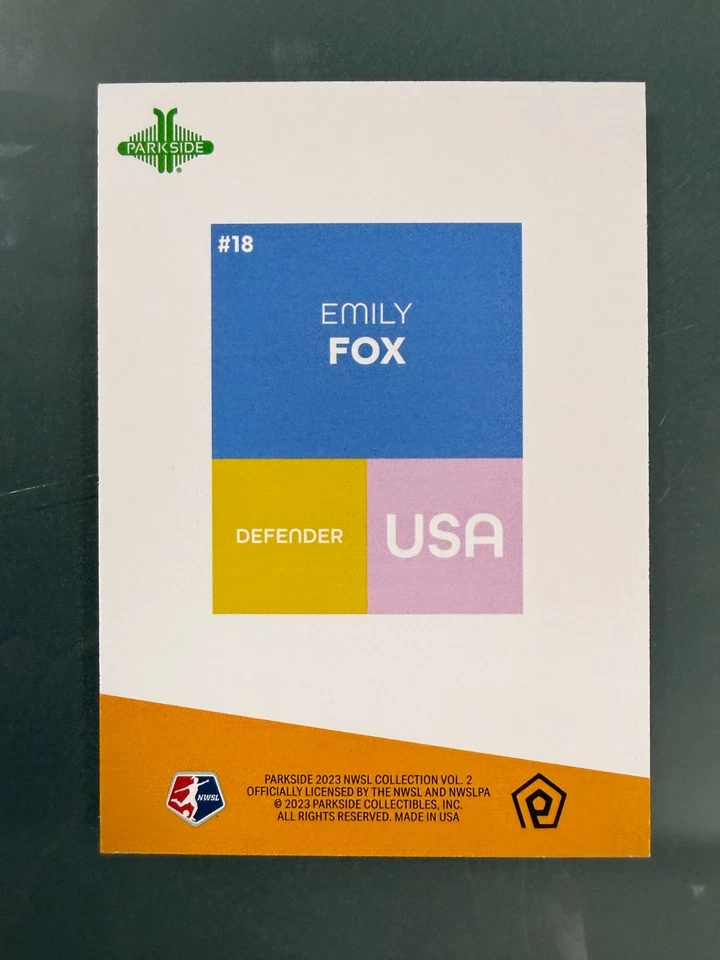 Emily Fox 2023 North Carolina Courage #18 Parkside Vol. 2 NWSL Card Oceania - Image 2 of 4