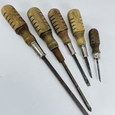 Vintage IRWIN MAC Wood Handle Screwdriver Set Lot of 5 Slotted USA Made