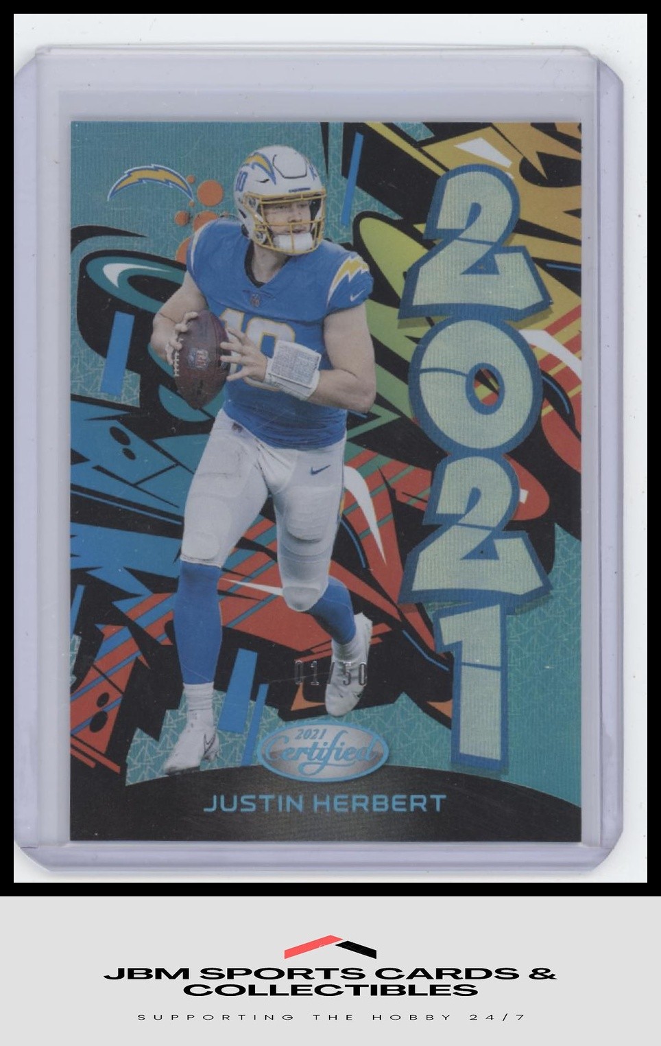 2021 Panini Certified #2021-2 Justin Herbert 2021 Mirror Teal #/50