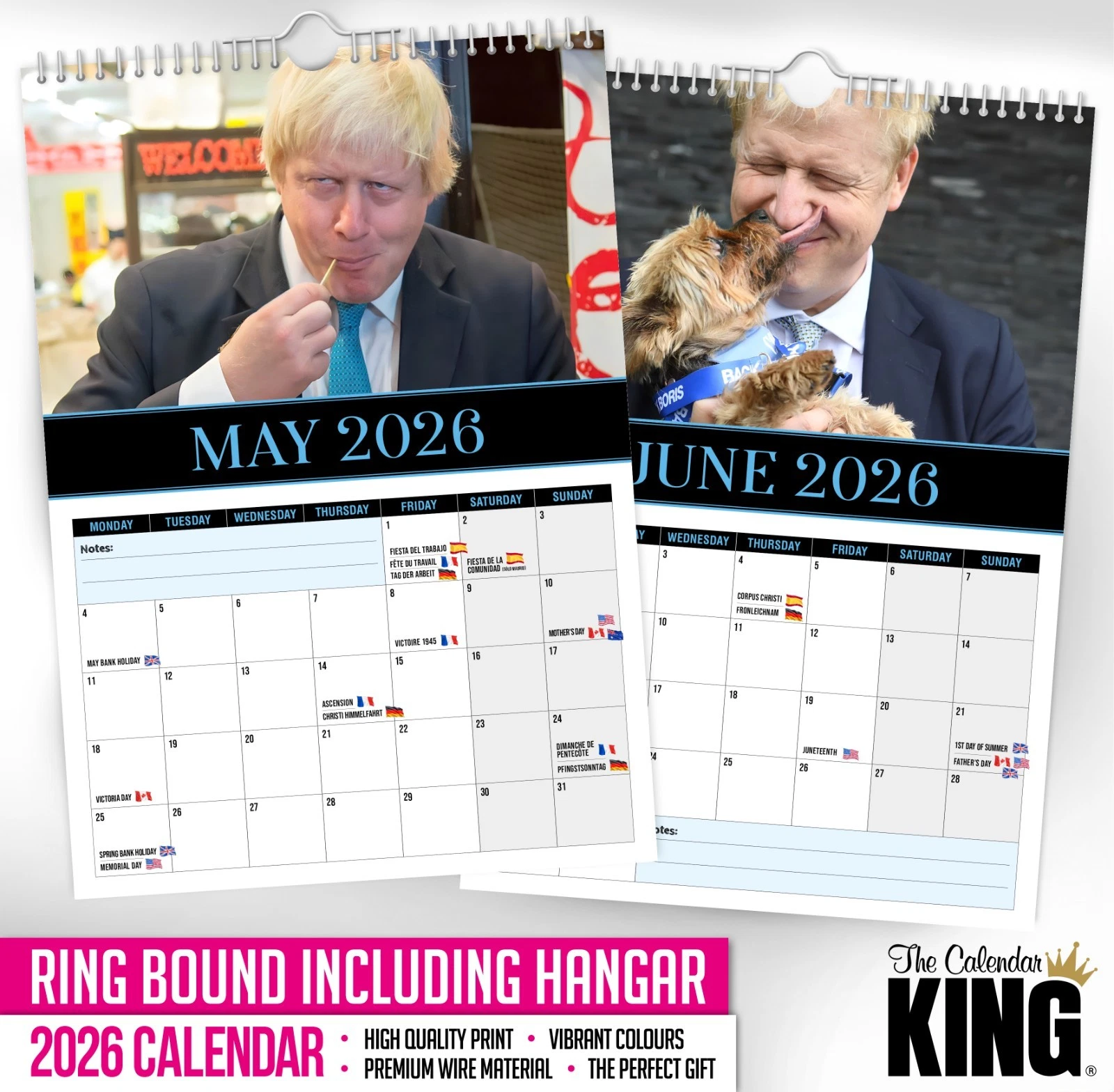 Boris Johnson – 2026 Wall Calendar - Funny - Quirky - Christmas - Birthday