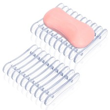 Self Draining Soap Dish Holder 2pcs, Clear Plastic Soap Holder, Soaps Bars Sa...