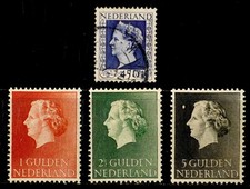 NETHERLANDS: 1947 - 55 STAMPS SCOTT #298,361-3 CV $26 SOUND
