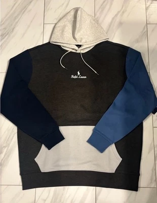 Polo Ralph Lauren Big and Tall Men's Double Knit Hoodie Gray Blue $198 New - Image 1 of 4
