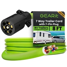 GEARit 8-16ft 7 Way Trailer Plug Cord Wiring Harness Heavy Duty 10-14AWG