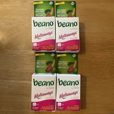 4 Pack Beano Meltaways Food Enzyme Dietary Supplement 15 Tablets Strawberry